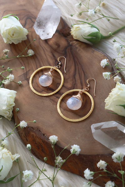 Eclipse Mini Moonstone Hoops Gold Earrings