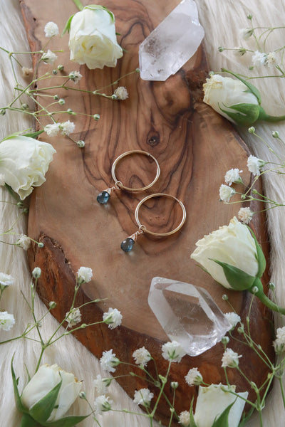London Blue Topaz Baby Hoop Earrings {Gold or Silver}