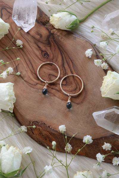 London Blue Topaz Baby Hoop Earrings {Gold or Silver}
