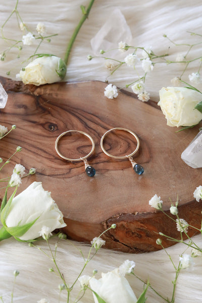 London Blue Topaz Baby Hoop Earrings {Gold or Silver}