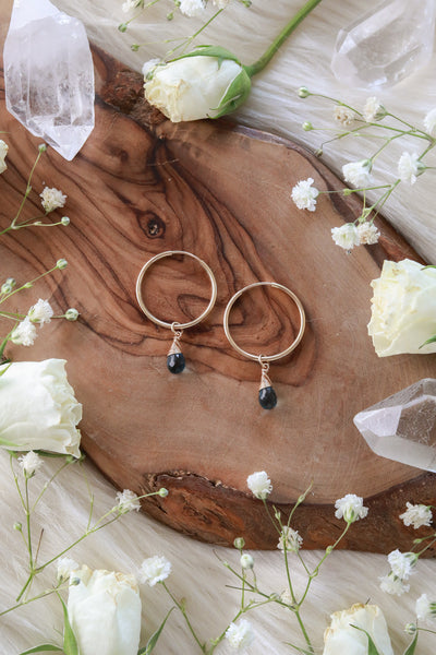 London Blue Topaz Baby Hoop Earrings {Gold or Silver}