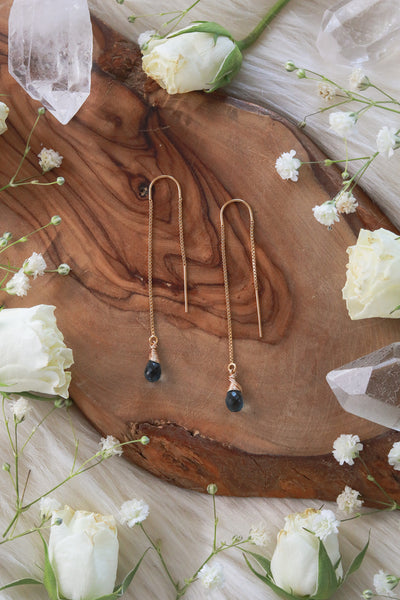 London Blue Topaz Goldfilled Ear Threaders