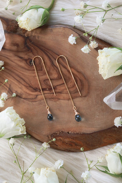 London Blue Topaz Goldfilled Ear Threaders