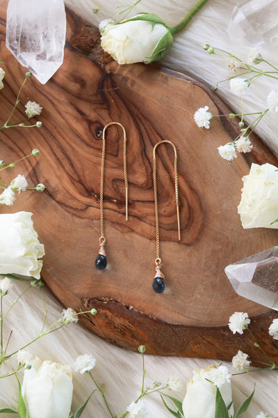 London Blue Topaz Goldfilled Ear Threaders