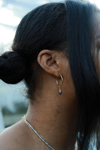 London Blue Topaz Baby Hoop Earrings {Gold or Silver}