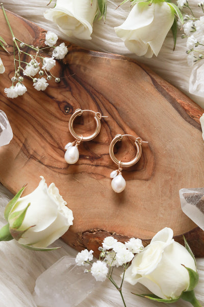 Untamed Pearls Huggies Earrings {Goldfilled or .925 Sterling Silver}