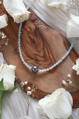 Aquamarine Eyes Goldfilled Necklace