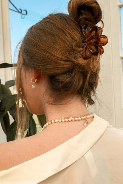 Sage Pearl Huggies Earrings - Goldfilled