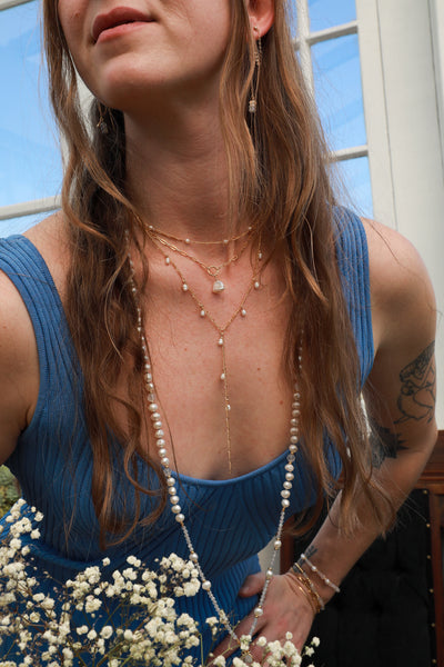 Waterfall Pearl Goldfilled Lariat