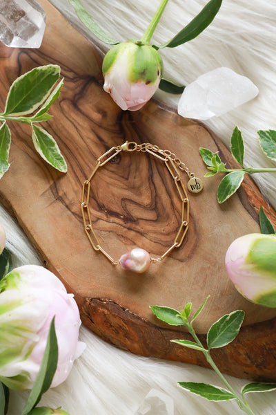 Bloom Pink Pearl Goldfilled Bracelet