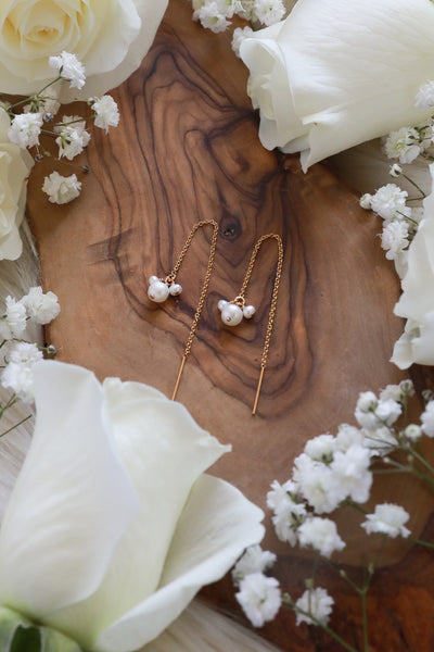 Empress Pearl Trio Goldfilled Ear Threaders