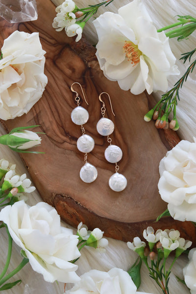 Esme Pearl Coin Goldfilled Earrings