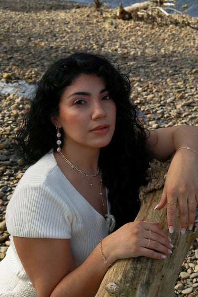 Esme Pearl Coin Goldfilled Earrings