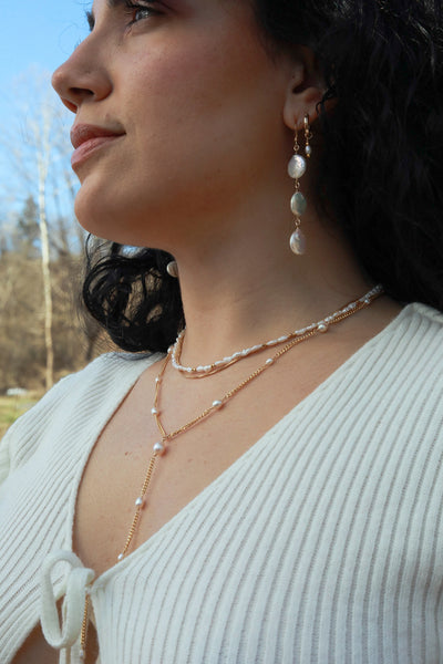 Esme Pearl Coin Goldfilled Earrings