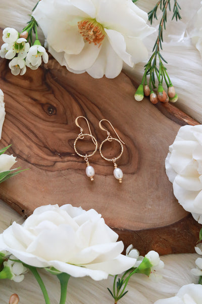 Pearl Pixie Gold Hoop Earrings