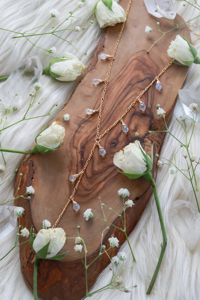 Waterfall Rainbow Moonstone Goldfilled Lariat