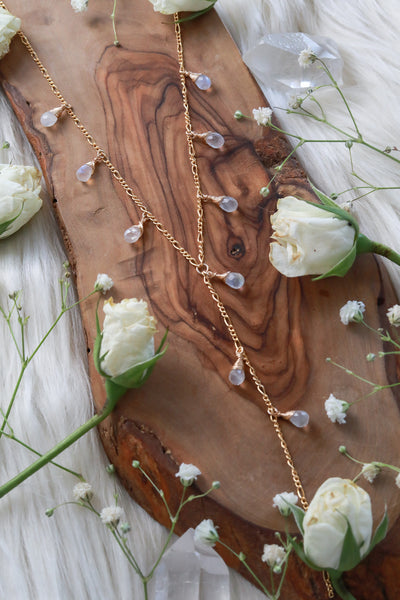 Waterfall Rainbow Moonstone Goldfilled Lariat