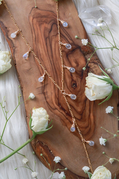 Waterfall Rainbow Moonstone Goldfilled Lariat