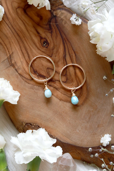 Larimar Baby Hoop Earrings {Gold or Silver}