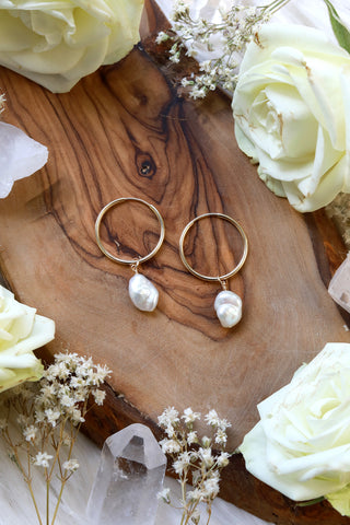 Pearl Baby Hoop Earrings {Gold or Silver}