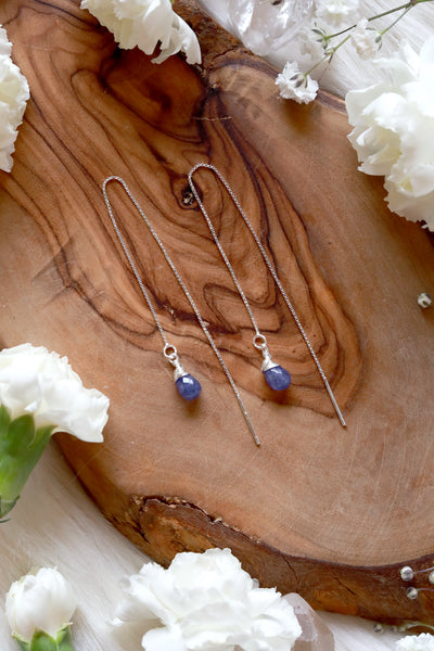 Tanzanite Ear Threaders Earrings {Gold or Silver}