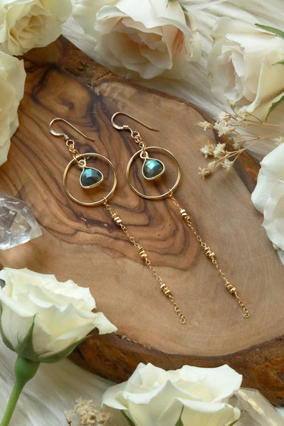 Starlight Labradorite Gold Earrings
