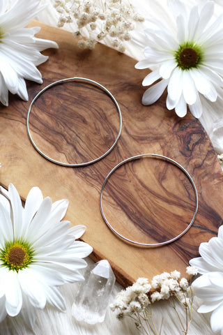 Large + Skinny Silver Hoops