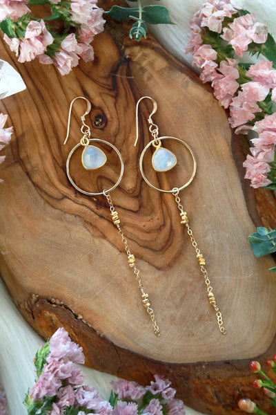 Starlight Moonstone Gold Earrings