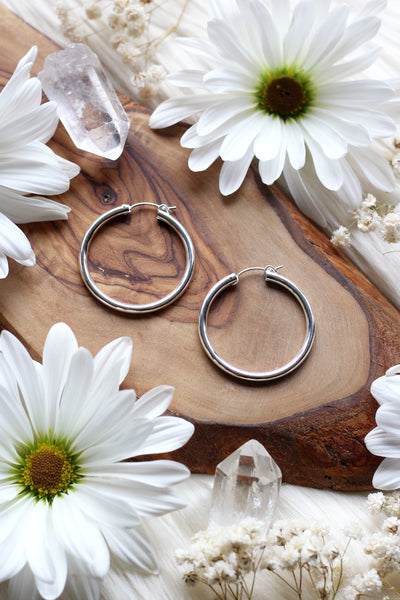Chunky Medium Silver Hoops