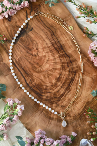 Moonstone Deux Link Gold Necklace