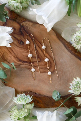 Untamed Pearls Huggies Earrings {Goldfilled or .925 Sterling Silver}