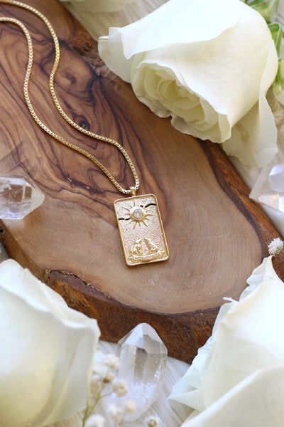 Moon Tarot Card Gold Necklace