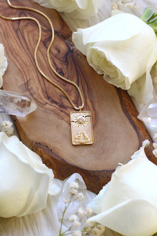 Moon Tarot Card Gold Necklace