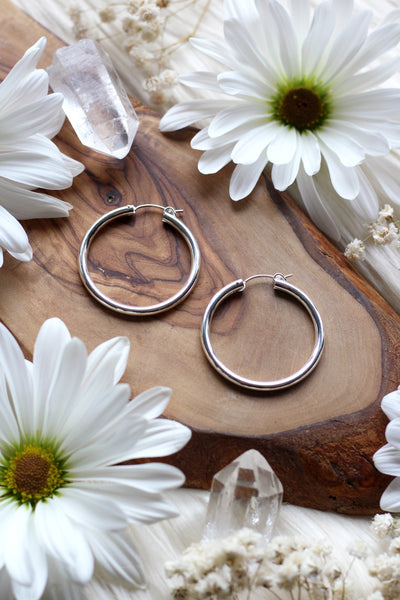 Chunky Medium Silver Hoops