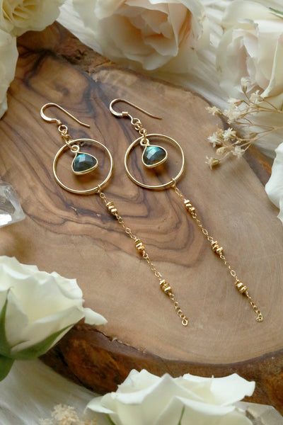 Starlight Labradorite Gold Earrings