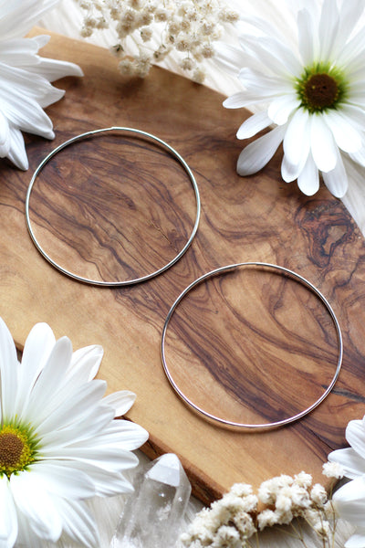 Large + Skinny Silver Hoops