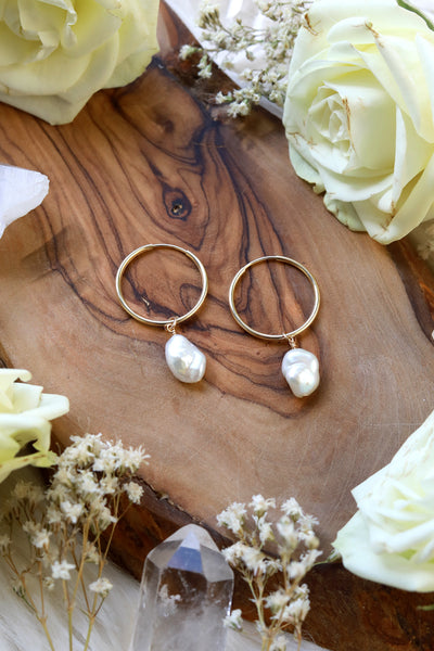 Pearl Baby Hoop Earrings {Gold or Silver}