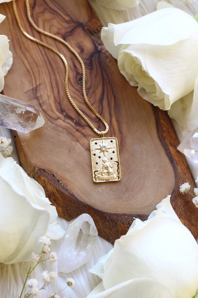 Star Tarot Card Gold Necklace