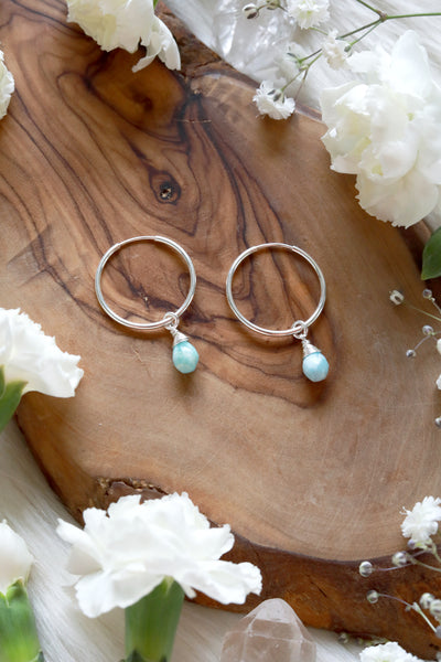 Larimar Baby Hoop Earrings {Gold or Silver}