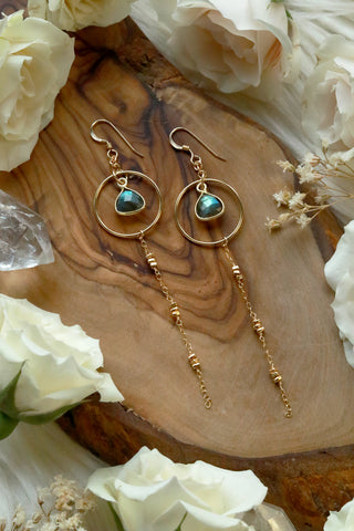 Starlight Labradorite Gold Earrings