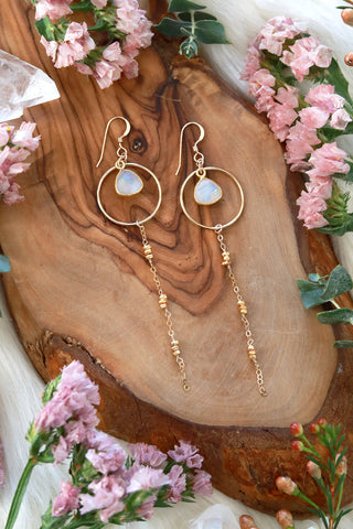 Starlight Moonstone Gold Earrings