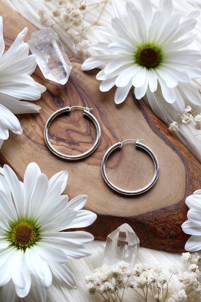 Chunky Medium Silver Hoops