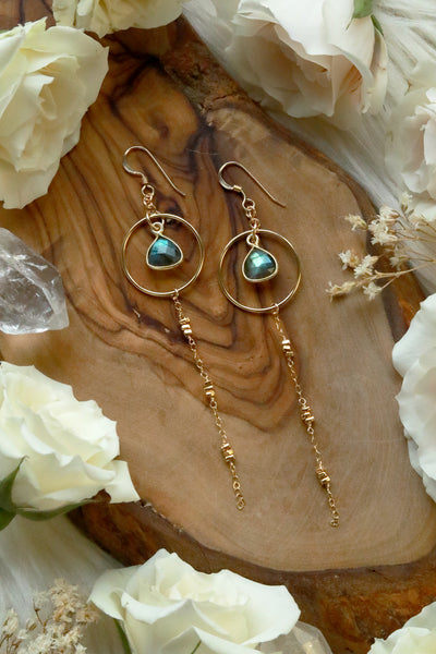 Starlight Labradorite Gold Earrings