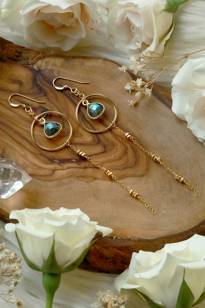 Starlight Labradorite Gold Earrings