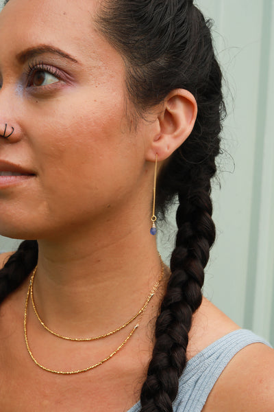 Tanzanite Ear Threaders Earrings {Gold or Silver}