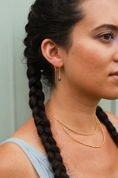 Tanzanite Ear Threaders Earrings {Gold or Silver}