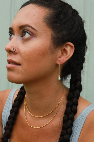 Larimar Ear Threaders Earrings {Gold or Silver}