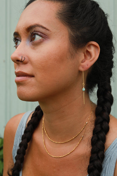 Larimar Ear Threaders Earrings {Gold or Silver}