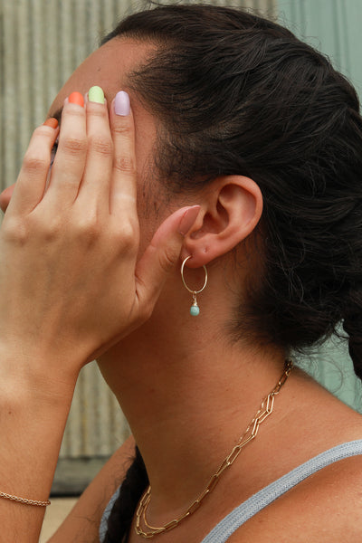 Larimar Baby Hoop Earrings {Gold or Silver}