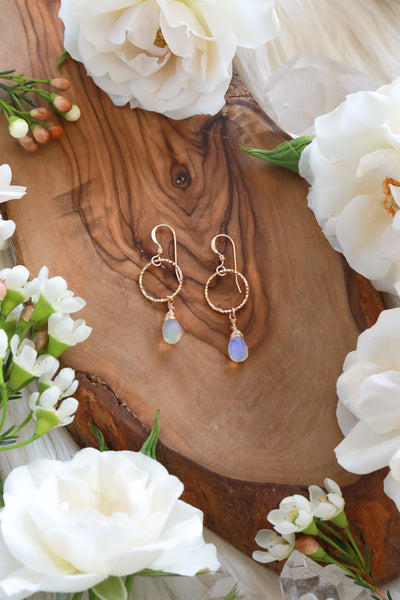 Opal Pixie Gold Hoop Earrings